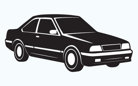 Car silhouette isolated on blue background. Vector illustration. Eps 10.のイラスト素材