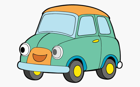 Illustration of a cartoon car on a white background, vector illustrationのイラスト素材