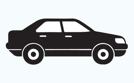 car icon isolated on blue background, vector illustration. Flat design style.のイラスト素材