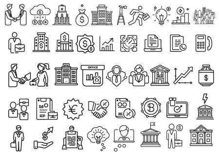 Business and finance icons set. Outline illustration of 25 business and finance icons for webのイラスト素材