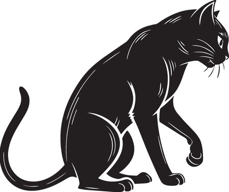 Tribal Cat.Vector illustration ready for vinyl cutting on white background.のイラスト素材