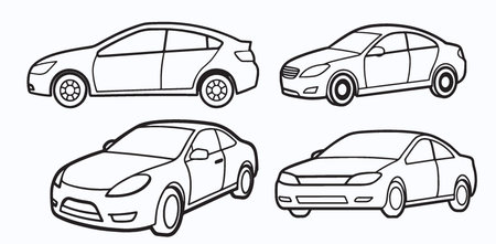 Set of cars on a white background. Vector illustration. Eps 10のイラスト素材