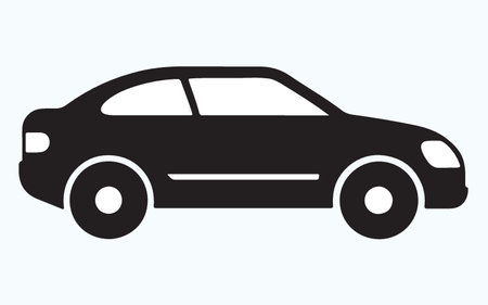Car icon on blue background, vector illustration. Flat design style.のイラスト素材