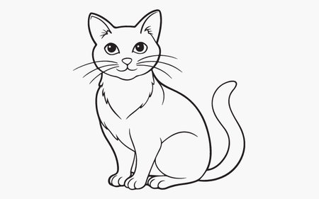 Illustration of a cute cartoon cat sitting on a white background.のイラスト素材