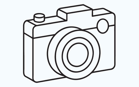 Camera line icon. Vector illustration of a camera isolated on white background.のイラスト素材