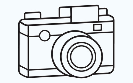 Camera line icon. Vector illustration of a camera isolated on white background.のイラスト素材