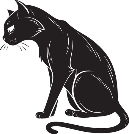 Cute Cat.Vector illustration ready for vinyl cutting on white background.のイラスト素材