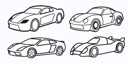 Set of sport cars isolated on a white background. Vector illustration.のイラスト素材