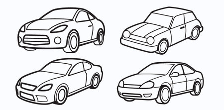 Set of vector car icons, isolated on white background. Vector illustration.のイラスト素材