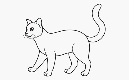 Black and white vector illustration of a cat on a white background.のイラスト素材