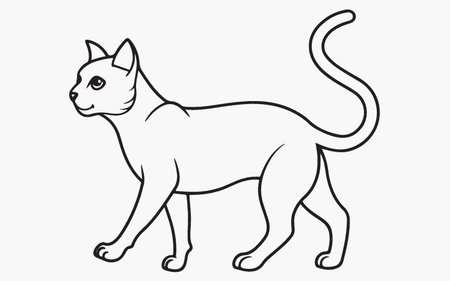 Vector image of a silhouette of a cat on a white background.のイラスト素材