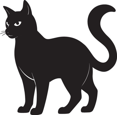 Black cat isolated on a white background. Vector illustration for your designのイラスト素材