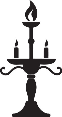 Candlestick with candles isolated on white background. Vector illustration.のイラスト素材