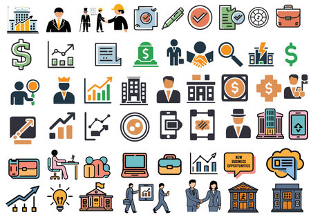 Business and finance icons set. Vector illustration of 25 business and finance icons for webのイラスト素材