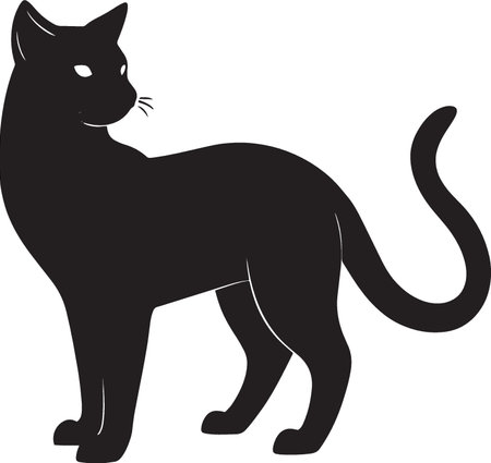 Black cat silhouette isolated on white background. Vector illustration for your designのイラスト素材
