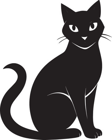 Black Cat.Vector Illustration ready for vinyl cutting on white background.のイラスト素材