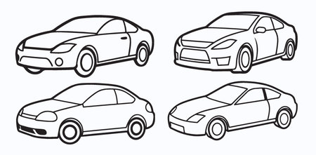 Set of car silhouettes isolated on white background. Vector illustration.のイラスト素材