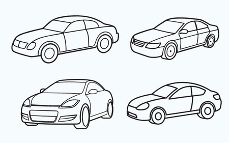 Set of silhouettes of different types of cars. Vector illustration.のイラスト素材