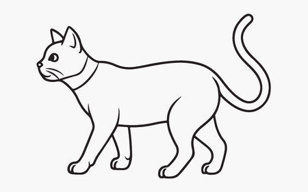 Cat. Vector illustration. Isolated on white background. Outline.のイラスト素材
