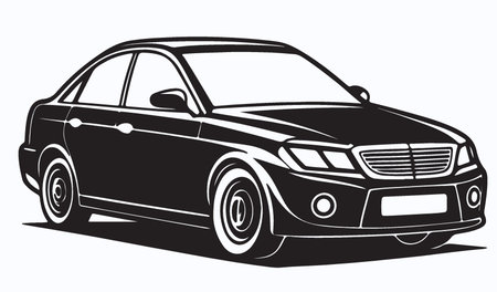 black car on a white background, vector illustration, eps 10のイラスト素材