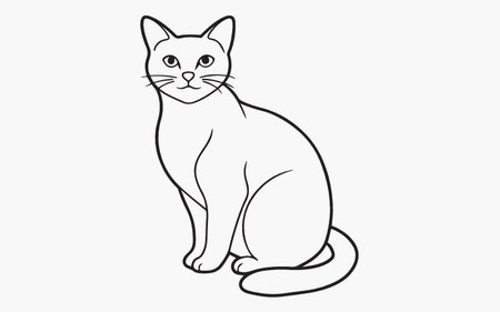 Cute cartoon cat. Vector illustration. Black and white cat.のイラスト素材