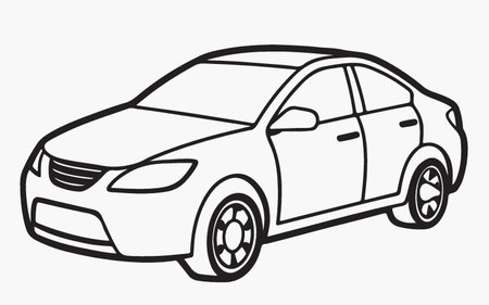 Car design over white background, vector illustration. Side view of a car.のイラスト素材
