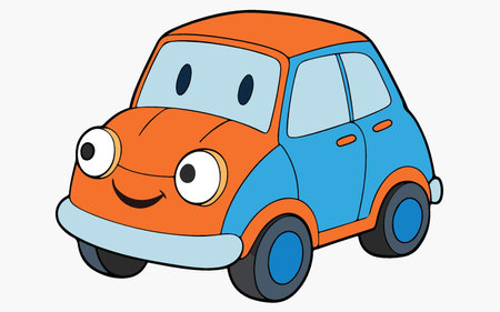 Illustration of a cute cartoon car on a white background - vectorのイラスト素材