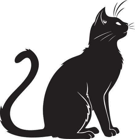 black cat silhouette isolated on a white background. vector illustration for your designのイラスト素材
