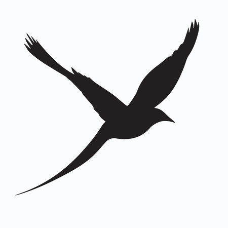 Flying bird silhouette isolated on white background. Vector illustration for your designのイラスト素材