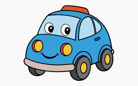 Cartoon car with smiley face. Vector illustration for your designのイラスト素材