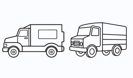 Cargo truck icon. Vector illustration. Black and white truck.のイラスト素材