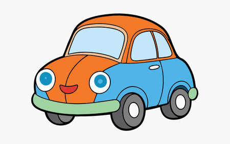 Cute cartoon car on a white background. Vector illustration. Eps 10のイラスト素材