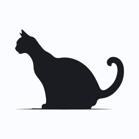 Black silhouette of a cat on a white background. Vector illustration.のイラスト素材