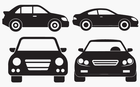 Car icons set on white background. Vector illustration. Eps 10.のイラスト素材