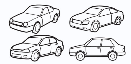 Set of car icons isolated on a white background. Vector illustration.のイラスト素材