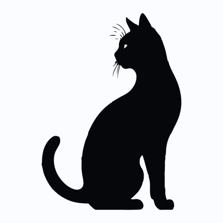 Black silhouette of a cat on a white background. Vector illustration.のイラスト素材
