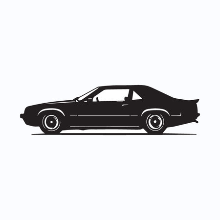 Retro car silhouette on a white background. Vector Illustration.のイラスト素材