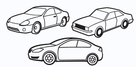 Car icon set in doodle style, vector illustration eps10のイラスト素材