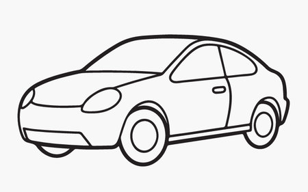 Car icon in outline style isolated on white background. Vector illustration.のイラスト素材