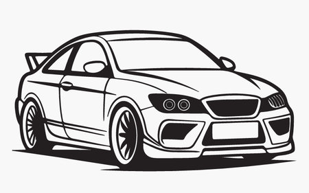 Car design over white background, vector illustration. Side view. Vector illustration.のイラスト素材