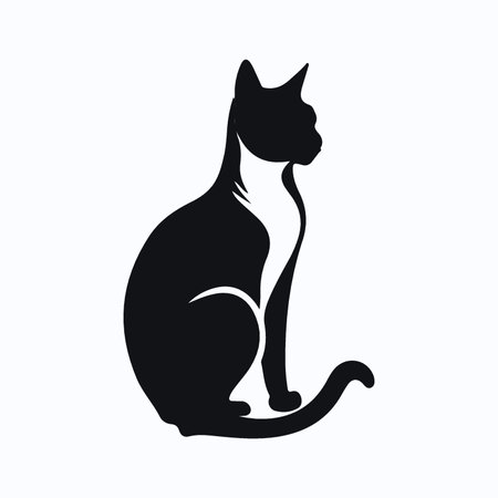 Cat icon. Black silhouette of a cat on a white background. Vector illustrationのイラスト素材