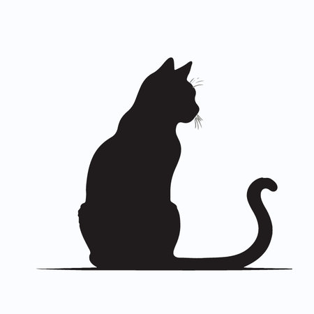 silhouette of a cat on a white background, vector illustrationのイラスト素材