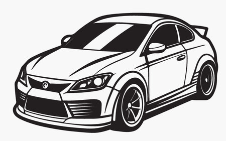 Vector illustration of a sport car in black and white colors. Side view.のイラスト素材