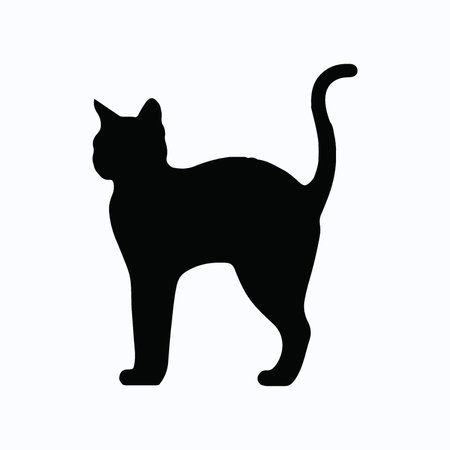 Black silhouette of a cat on a white background. Vector illustration.のイラスト素材
