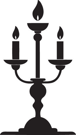 Candlestick with candles isolated on white background. Vector illustration.のイラスト素材