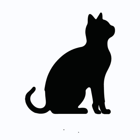 Black silhouette of a cat on a white background. Vector illustration.のイラスト素材