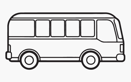 Bus icon. Vector illustration. Black and white bus isolated on white background.のイラスト素材