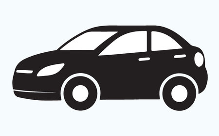 car icon isolated on blue background, vector illustration. Flat design style.のイラスト素材