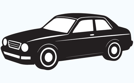 Car silhouette isolated on blue background. Vector illustration. Eps 10.のイラスト素材