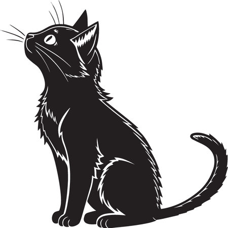 Black Cat.Vector illustration ready for vinyl cutting.  Includes clipping path.のイラスト素材